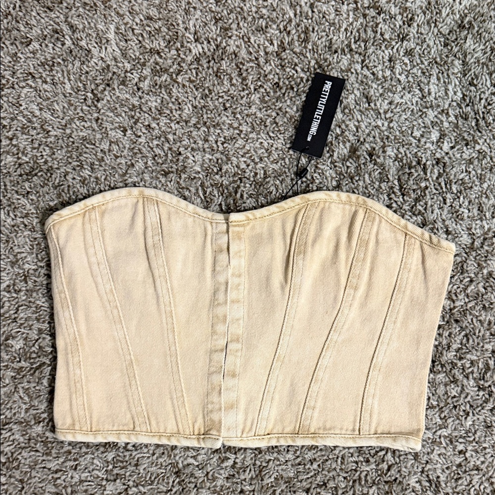 PrettyLittleThing Beige Corset Top